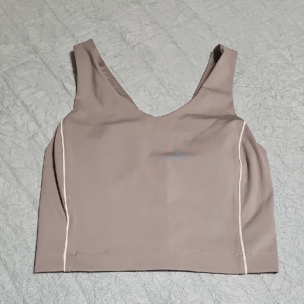 Avia Taupe Scoop-Neck Crop Top